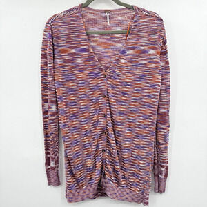 Free People Boyfriend Cardigan Sweater Size XS Multicolor Retro Boho Oversized
